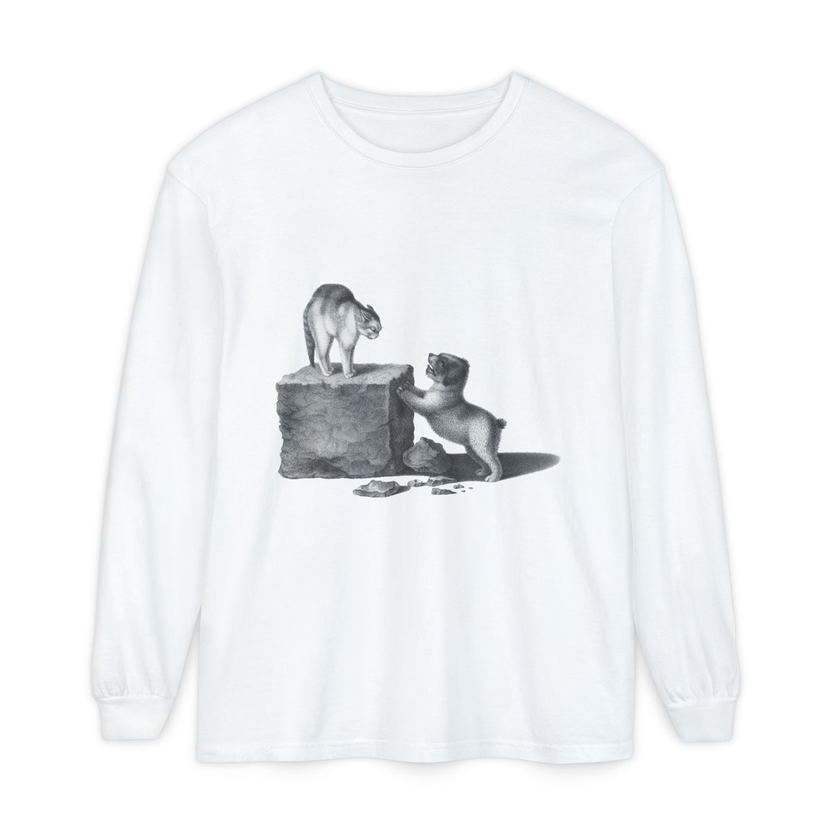 cat and dog unisex long sleeve tee