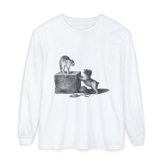 cat and dog unisex long sleeve tee