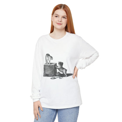 cat and dog unisex long sleeve tee